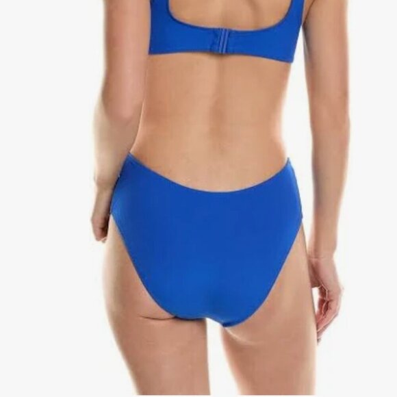 Solid & Striped The Sarah One Piece Swimsuit Crinkle Rib Azure Cut Out L $198 - Picture 4 of 5